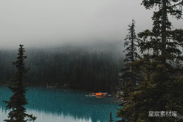 高清摄影 雾中的宁静湖景