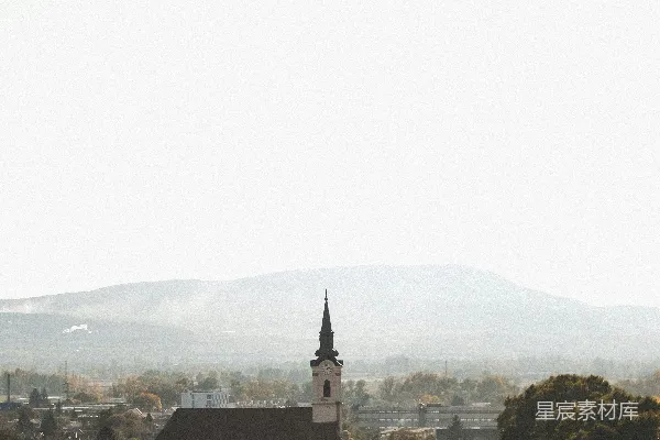 高清摄影 城市与山丘的静谧早晨