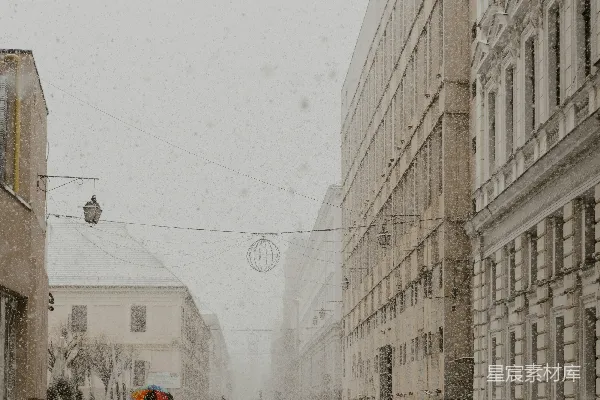 高清摄影 雪中的城市街道