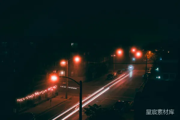 高清摄影 夜幕下的城市街道