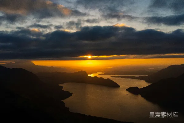 高清摄影 日落时分的湖光山色