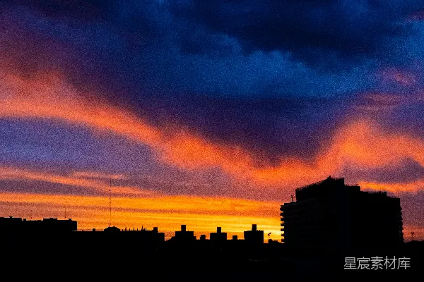高清摄影 城市的剪影与绚丽的天空