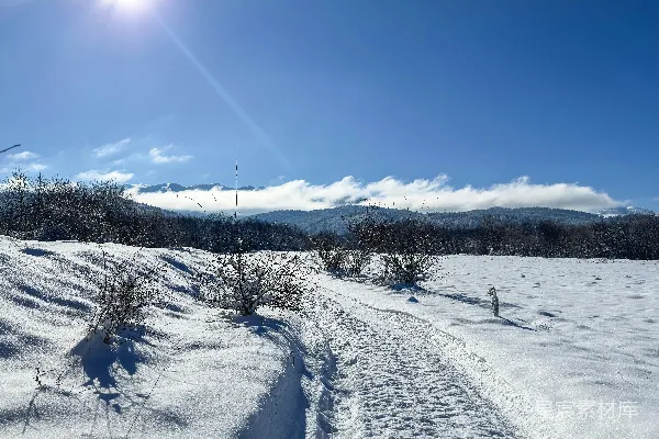 高清摄影 冬日山间雪景