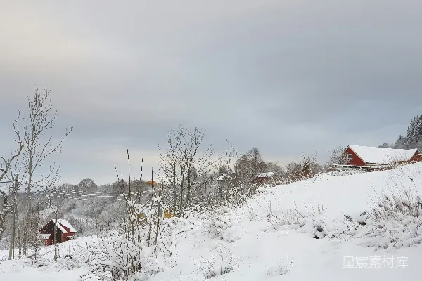 高清摄影 冬日的乡村雪景