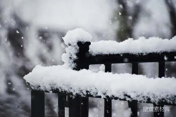 高清摄影 冬日铁栏上的雪景