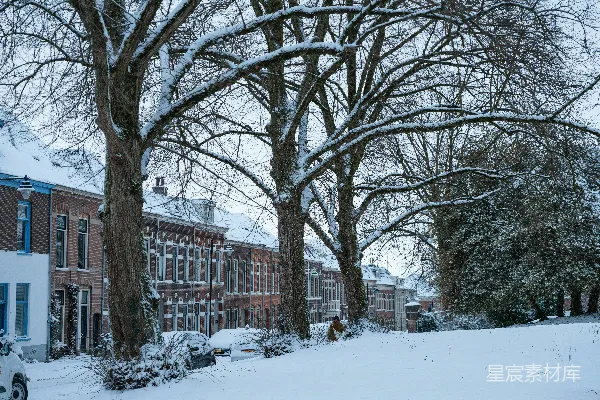 高清摄影 雪后静谧的住宅街