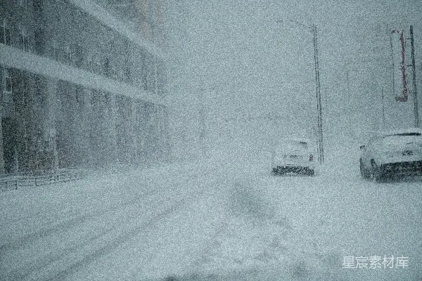高清摄影 暴风雪中的城市街道