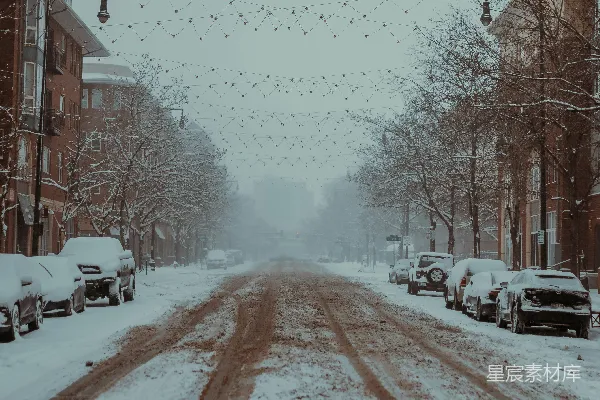 高清摄影 雪后宁静的街道