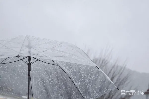 高清摄影 雪中透明雨伞