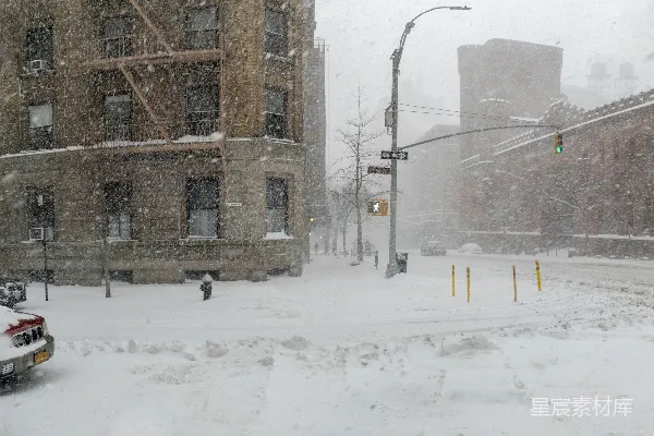 高清摄影 雪中的城市街景