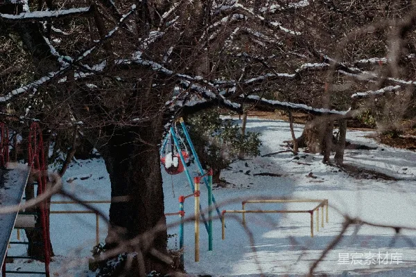 高清摄影 雪中的游乐场