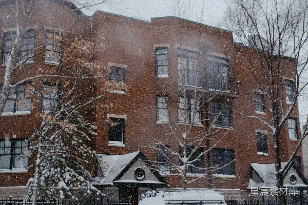 高清摄影 雪中的住宅区