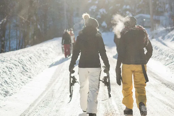 高清摄影 冬日雪地情侣同行