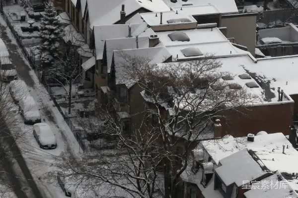 高清摄影 雪后的城市屋顶