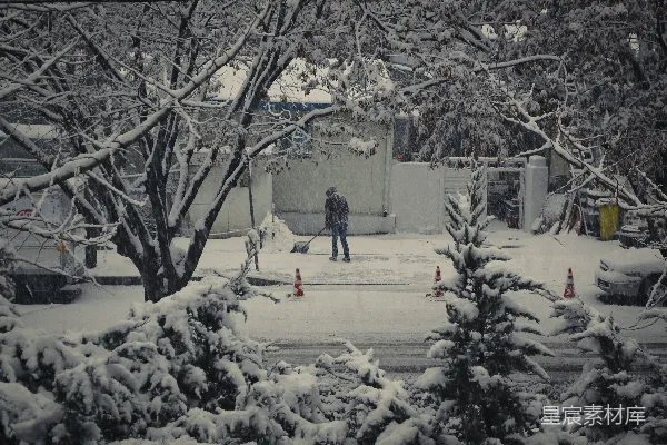 高清摄影 冬日扫雪