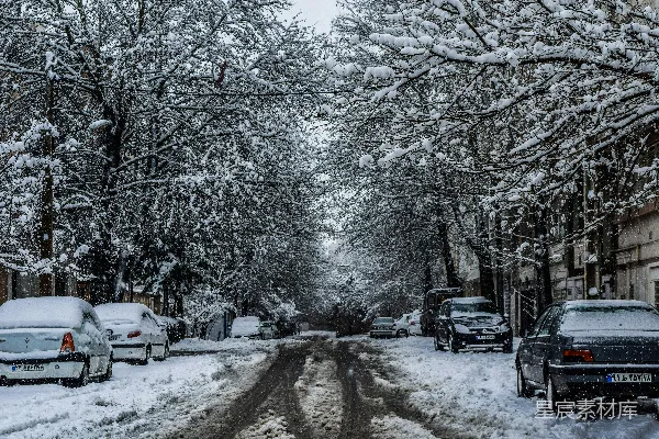 高清摄影 雪后的城市街道