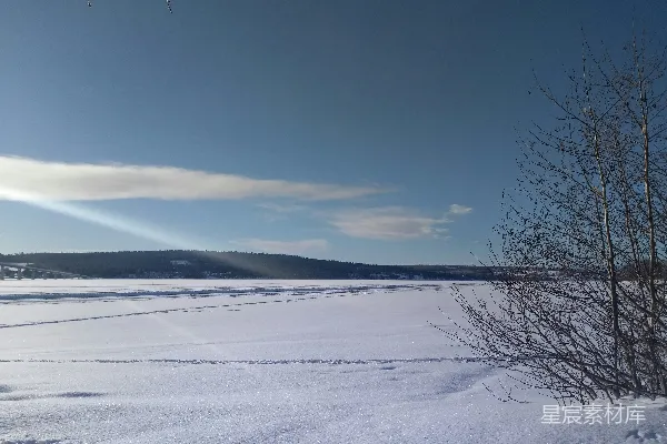 高清摄影 冬日雪景下的宁静湖畔