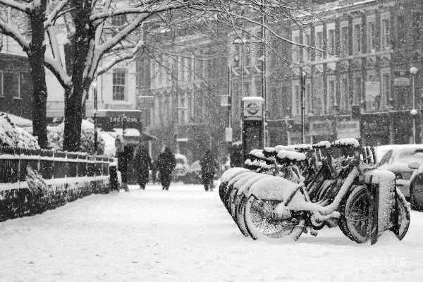 高清摄影 冬日雪景中的自行车