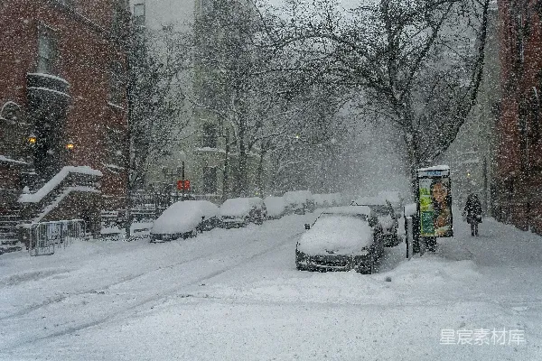 高清摄影 雪中城市街景