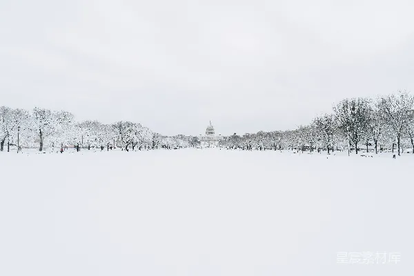 高清摄影 雪后的华盛顿国家广场