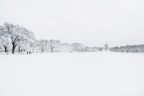 高清摄影 雪后的华盛顿国会大厦