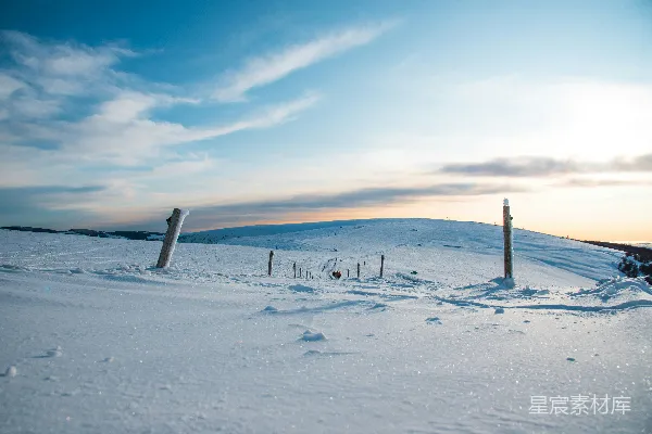高清摄影 雪地日落景象