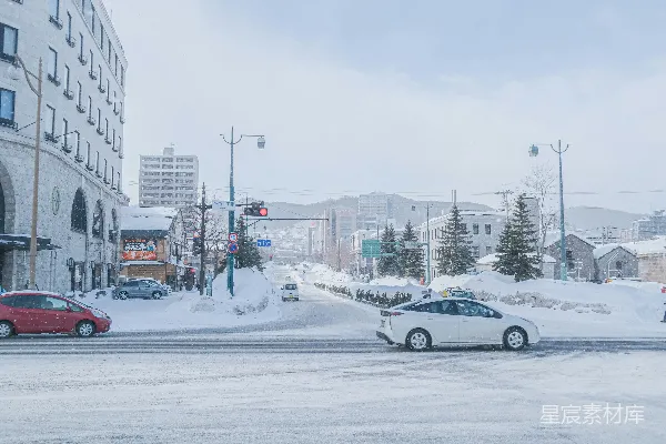 高清摄影 雪中的城市街景
