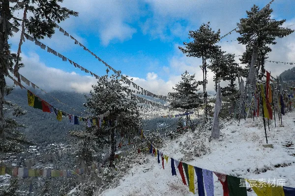 高清摄影 雪地祈福旗