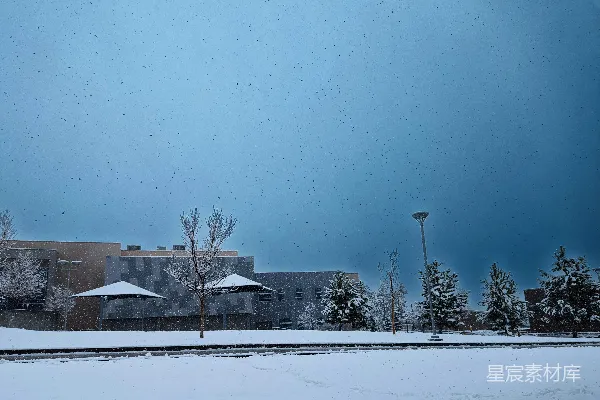 高清摄影 冬日校园雪景