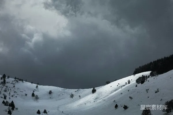 高清摄影 冬日山间雪景