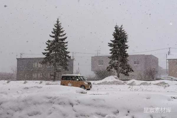 高清摄影 冬日雪景中的宁静小城