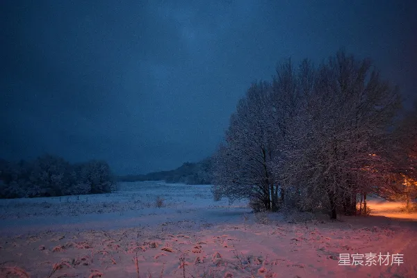 高清摄影 冬夜的雪景