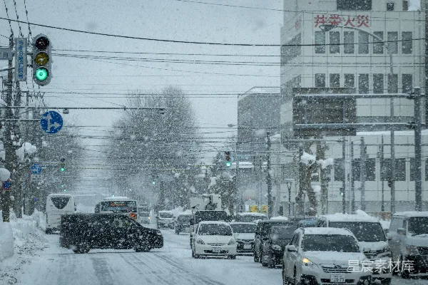 高清摄影 雪中的城市街道