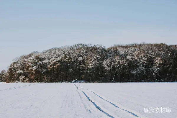 高清摄影 雪地上的痕迹
