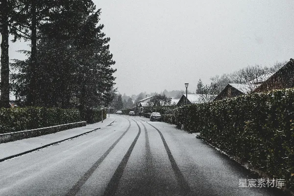 高清摄影 雪中宁静的乡村道路