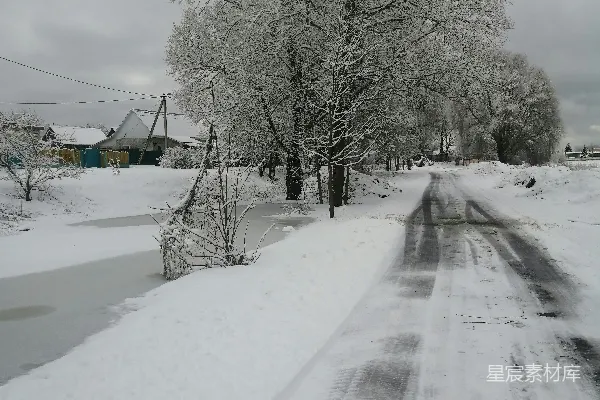 高清摄影 冬日乡村雪景