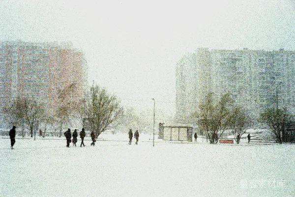 高清摄影 冬日雪景中的城市生活
