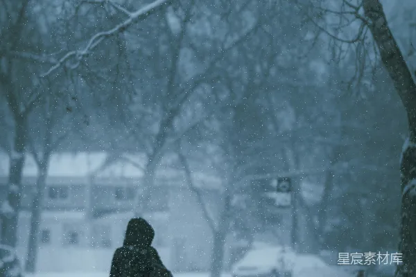 高清摄影 雪中的孤独身影