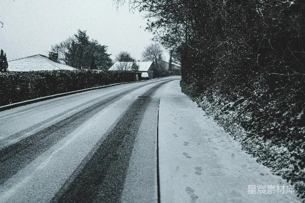 高清摄影 雪中的乡间小路