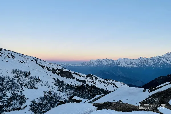 高清摄影 雪山日落