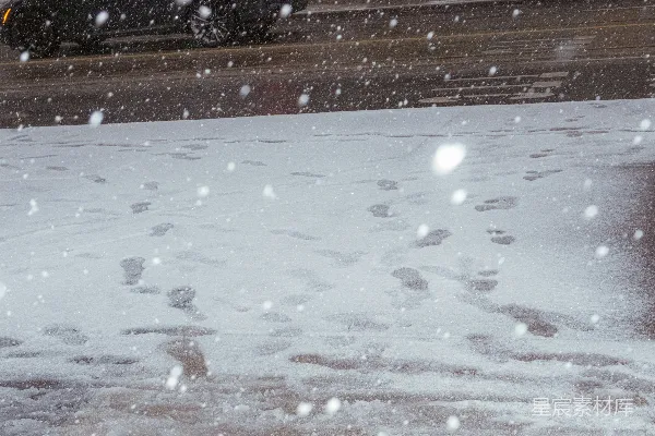 高清摄影 雪地足迹