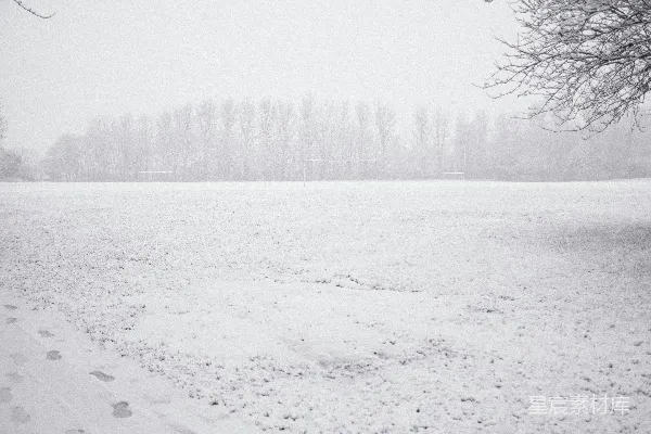 高清摄影 冬日雪地中的足球场
