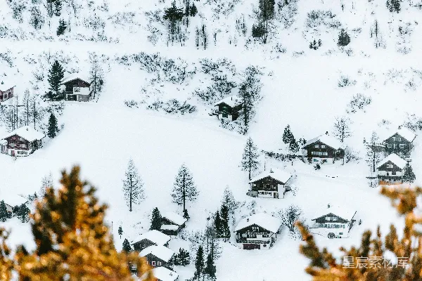高清摄影 雪景中的小村庄