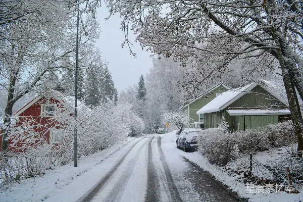 高清摄影 雪后宁静的乡村小路