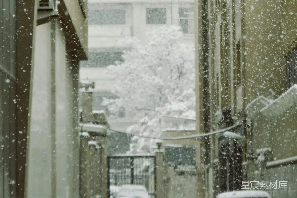 高清摄影 雪中的城市小巷