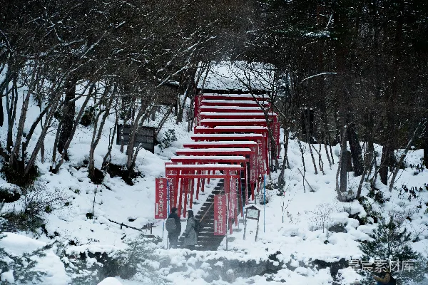 高清摄影 雪中的红色鸟居