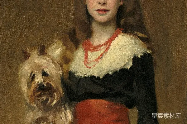 高清摄影 持犬少女肖像