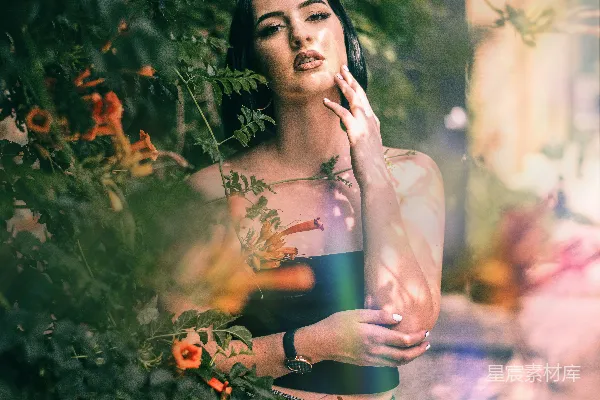 高清摄影 绿意盎然的夏日女性肖像