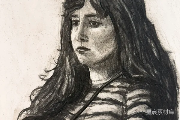 高清摄影 黑白素描女性肖像
