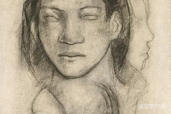 高清摄影 素描人物头部侧面轮廓